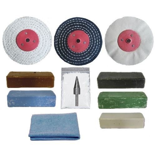 Aluminium Alloy Brass Steel 11pc Metal Polishing Buffing Kit 4" x 1/2