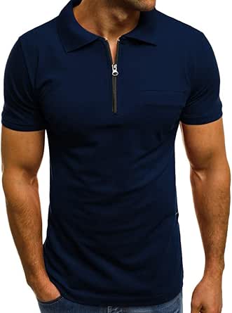 mens white zip polo