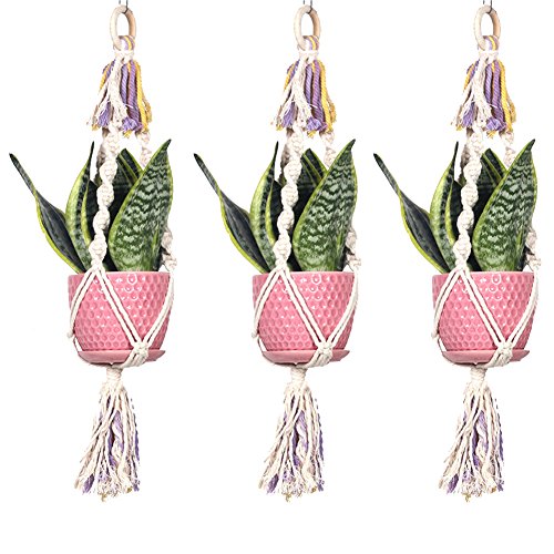CNSE Colorful Macrame Plant Hanger Indoor Outdoor Hanging Planter Basket Cotton...