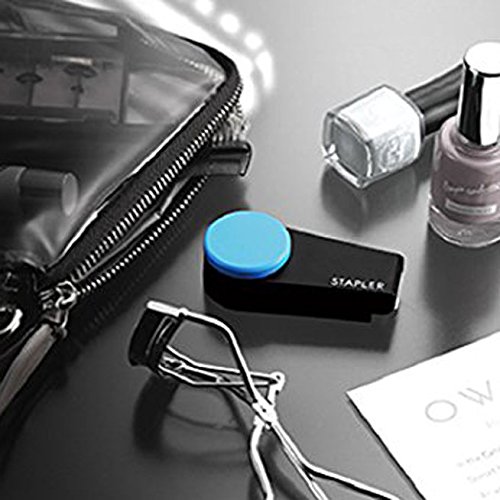 MAX Colorgimic Mini Small 10 Sheets Stapler with Staples, Built-In Staple Remover, Extra 2000 Staples (Blue)