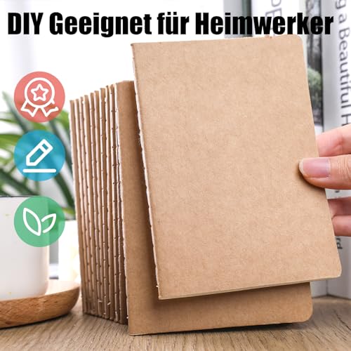 Koogel 32 Stück Klein Liniert Notizbücher, Notizbuch Journal Tagebuch Notizblöcke Schulhefte 13 x 9cm Notizbücher mit Kraftpapier-Einband Braun