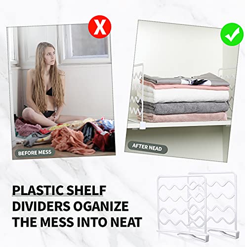 Jetec 16 Pieces Plastic Shelf Dividers Closet Divider Shelf Separator