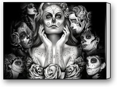 ArtShop Gallery Wrapped Sugar Skull Custom Modern Art Painting Wall Decor Canvas Print