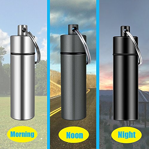 3 Packs Aluminum Pill Fob Ear Plug Case, Waterproof Outdoor Survival Tin Container Big Match Storage Camping Essentials Medicine Nitroglycerin Pill Holder Portable with Key Ring