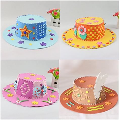 YIISUN Kids Sewing Stitching Weaving Kit Cute DIY Hat Craft Project Educational Art Toy Sewing Kit for Girls(4 pack)