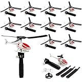 Kicko Flying Helicopter - Realistic Pull String Flying Chopper with Launcher - Pack of 12 - Includes Black Launcher and White Helicopter for Kids - Party Favors, Fun, Toy, Prize