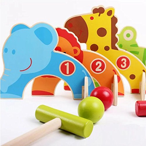 Sealive Mini Wooden Golf Toys, Funny Sport Golf Croquet Toy Game Family Play Games Sets, Early Learning Educational Toys for Kids Toddlers - Thumbnail 2