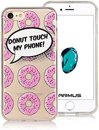 iPhone 7 Case [Cartoon Pattern] ARMUS Premium Quality 3D Print Transparent Hard PC Back Cover + Shock Absorbing Soft Bumper Protective Case for 4.7 inches iPhone 7 (Donut Diag 7)