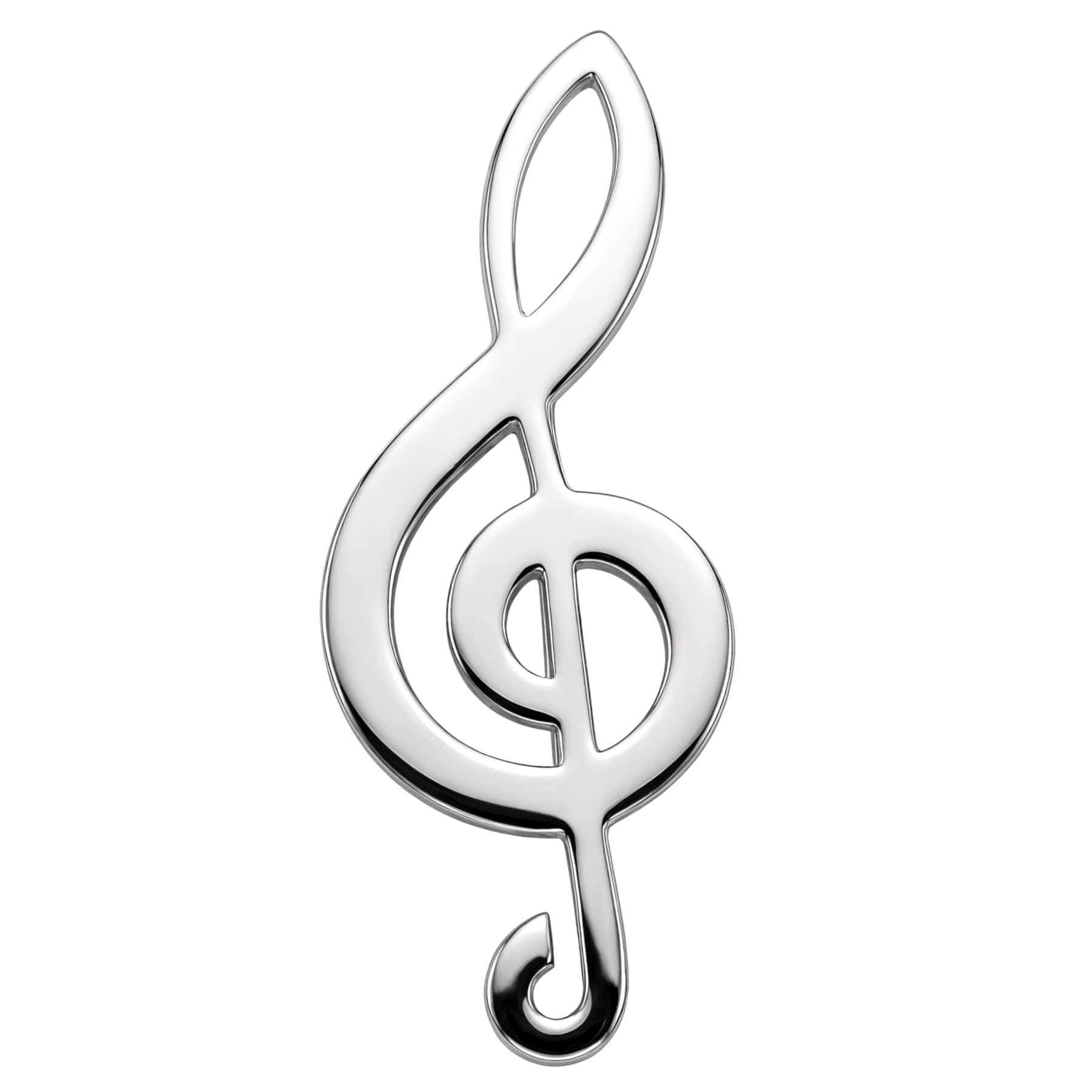 Alexander Castle Silver Treble Clef Brooch - 925 Sterling Silver, 45mm x 18mm, Pin Fastening, Elegant Gift Box