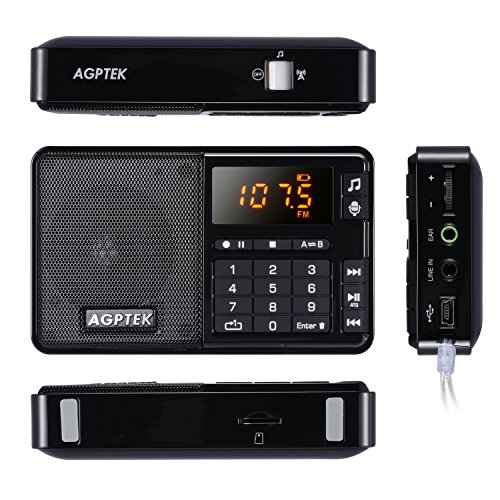 AGPTEK FM Pocket Radio, Portable Radio with Linein Voice Radio
