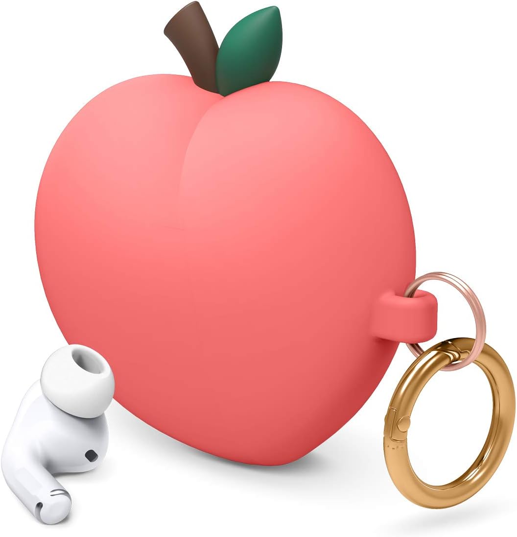 elago Peach Case Cover Compatible with Apple AirPods Pro Case, 3D Cute Design Case Cover with Keychain (Red)