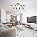 VINLUZ Modern Ceiling Lighting Brass 8 Lights Flush Mount Sputnik Chandelier Mid Century Pendant Chandeliers for Dining Room Bedroom Kitchen Living Room Hallway