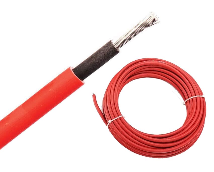 electrosmart 6mm² Solar Panel PV Cable H1Z2Z2-K Red/Black DC Rated Insulated Photovoltaic Wire (Red, 10m)