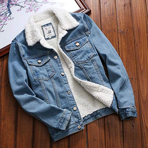 Miskay Women's Jeans Coat Autumn Winter Denim Jacket Vintage Long Sleeve Loose Outwear(Blue, Medium)