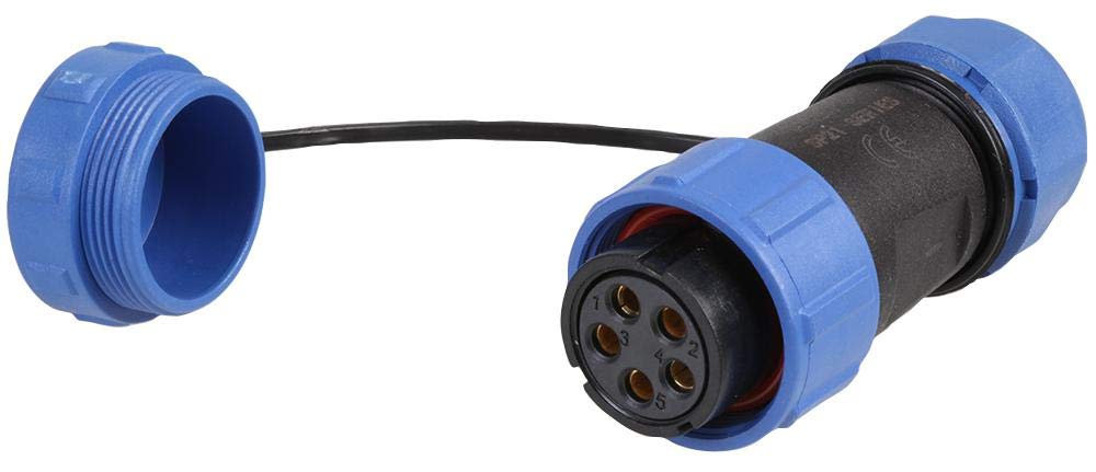 PRO ELEC Circular Connector, SP211 Series, 5-Pole Cable Mount Receptacle, Solder Socket, Threaded, IP68, 500V AC, 30A – PELR0166