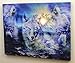 BANBERRY DESIGNS Wolf Picture - Howling Wolves LED Lighted Moon Canvas Print - Barking at The Night Moon in Snowy Winter Forest River