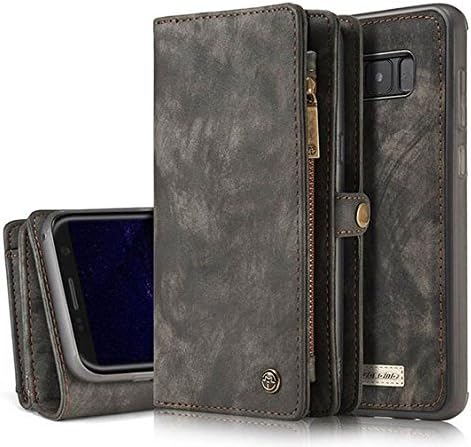 Samsung Galaxy S8 Plus S8+ Wallet Case, Genuine Premium Leather [Folio] [Flip]Handmade Leather Wallet Case Purse with Zipper and Large Capacity Card Slots with Photo Window Pocket for Samsung Galaxy S8 Plus S8+ (Black)