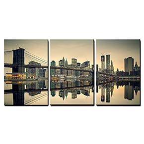 Brooklyn Bridge and Manhattan at Dusk, New York City - Canvas Print
