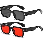 JOVAKIT Black Square Sunglasses for Women Men Simple Trendy Rectangle Thick Frame Style Sun Glasses UV400 Protection