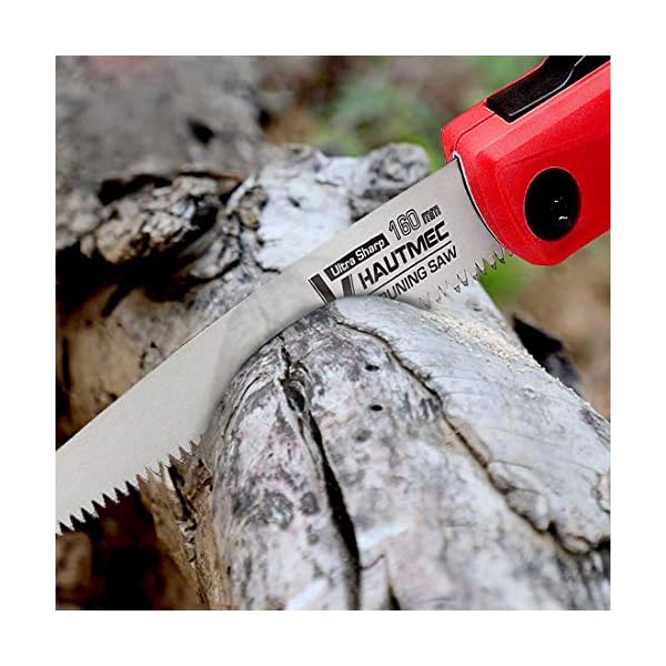 HAUTMEC Klappbare Astsäge HT0134-UK 160 mm – Handgartensäge, rutschfeste Griffe und Sicherheitsschloss – Bild 4