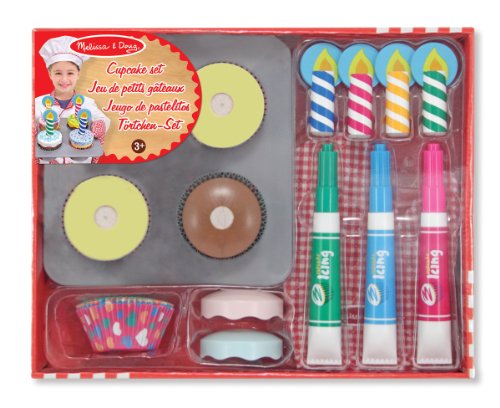 Melissa & Doug Bake and Decorate Wooden Cupcake Play Food Set