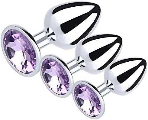 LongDe 3pcs Luxury Gem Jeweled Design Stainless Steel Plug Anales (Baby Purple)