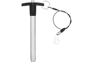 uxcell 1 Pcs T Handle Quick Release Pin, 1/2" x 3.15"(Dia. x L) 304 Stainless Steel Push-Button Quick Release Pin with Lanyard Cable for Audio Bimini Top Marine Hardware, Silver