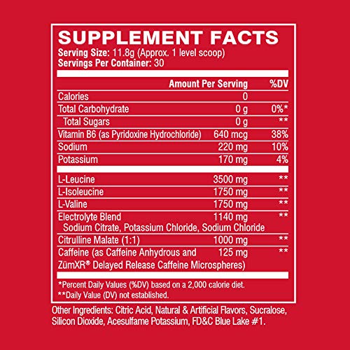 XTEND Energy BCAA Powder Blue Raspberry 125mg Caffeine + Sugar Free