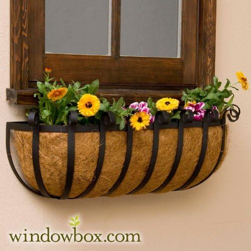 XL Scroll Hay Rack Window Basket w/XL Coco Liner - 60 Inch