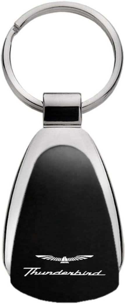 Ford Thunderbird Black Teardrop Key Fob Authentic Logo Key Chain Key Ring Keychain Lanyard