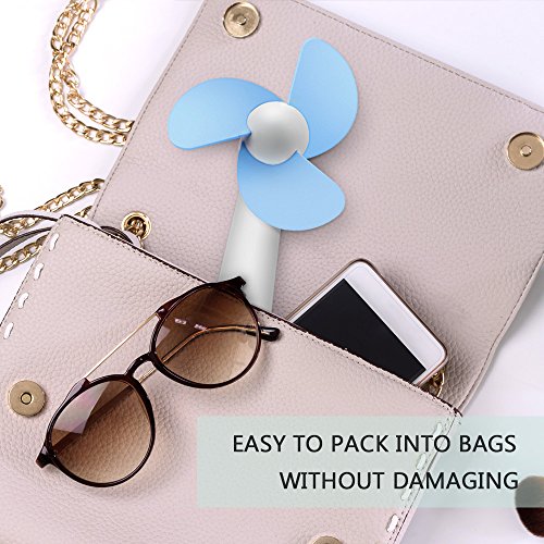 BicycleStore Personal Handheld Fan, Portable Mini Pocket Fan with Foam Blades, Small Quiet Desk Fan Powered by USB or Rechargeable Battery for Office, Table, Travel, Camping