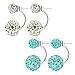 JewelrieShop Lady Assorted Colors Hypoallergenic Double Balls Stud Earrings Rhinestones Crystals Ear Rings