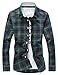 Men's Slim Fit Cotton Long Sleeve Button Down Plaid Shirt with Chest Pocket (XL(Asian 5XL), Green)