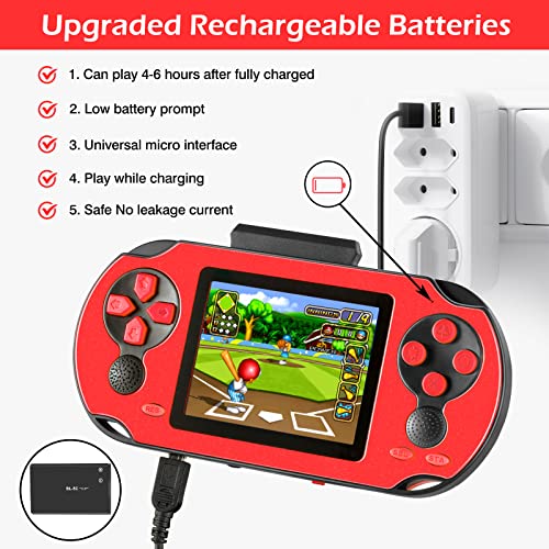 TaddToy 16 Bit Handheld Game Console for Kids Adults, 3.0'' Large Screen Preloaded 230 HD