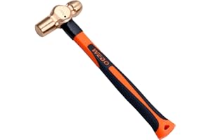 WEDO Ball Peen Hammer 32 oz, Non-Sparking Ball Pein Hammer, Die-forged Beryllium Copper Head, Ergonomic Fiberglass Handle, Non-Magnetic, Length 350mm, DIN Standard, BAM & FM Certificate