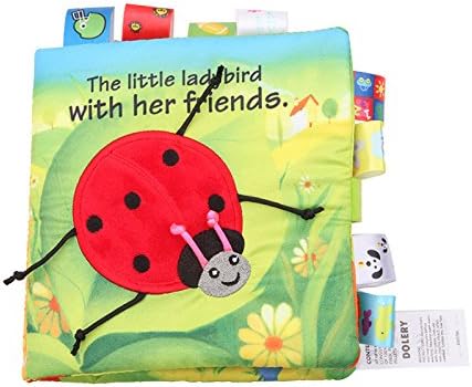 The Little Ladybird with Her Firends, Baby's First Non-Toxic Fabric Soft Cloth Book Set Crinkle,Colorful,Squeak,Rattle Rustling Sound Activity Learning Toys for Toddler, Infants and Kids