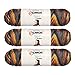 Caron (3 Pack Simply Soft Stripes 100% Acrylic Soft Martha's Vineyard Yellow Blue Brown Orange Yarn for Knitting Crocheting Medium #4