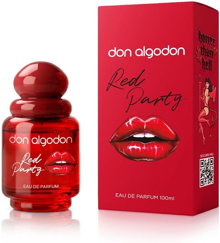 Don Algodón Red Party Eau de Parfum Mujer 100 ml | Perfume Floral con Naranja, Rosa, Vainilla y Almendra | Fragancia Sensual y Duradera