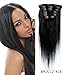 Uotp Hair ®Straight Remy Human Hair Clip in Hair Extension 12 Inches, 8pcs/set, Color #1B Off Black