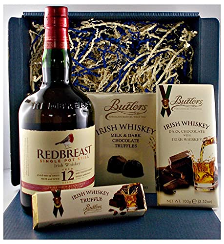 Geschenk Redbreast 12 Jahre irischer Whiskey + Whiskey Truffles + Dark Whiskey Chocolate + Schokoladenriegel mit…