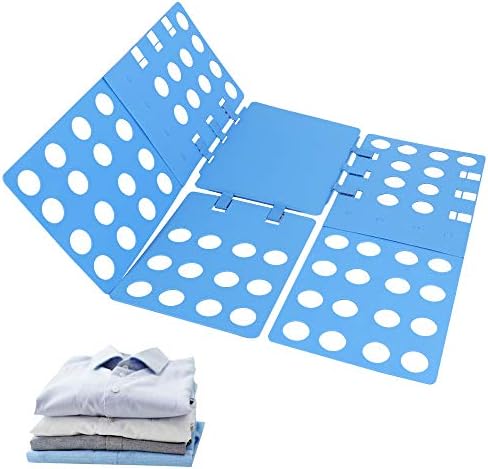 Phoenixee Shirt Folding Board, Easy and Fast Shirt Folder, Durable Plastic Clothes Folding Board, Adjustable T Shirt Folder, Top Flip Clothes Folder for Adult Dress, Pajamas, Pants and Sweater (Blue)