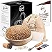 SellBi Round Brotform Banneton Basket - Homemade Starter Bread Making Proofing Set - 10-inch Large Bowl for Sourdough - Dough Cutter, Lame, Scraper, Linen Liner Cloth - Baking Rattan Tool Supplies