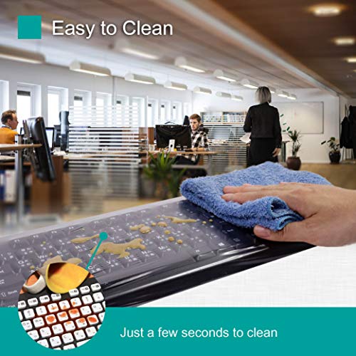 Green Onion Supply Fully Covered Flat Style Easily Sanitized Universal 0.025mm Superb Tactile Feeling Waterproof Anti-Dust Keyboard Cap Cover for Desktop Keyboard Hospital/Dentist Use [3 Pack] - Thumbnail 4