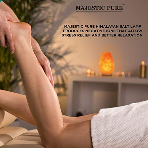 Majestic Pure Himalayan Salt Lamp - Natural Pink Salt Rock Lamp, Hand Carved, Wooden Base, Brightness Dimmer, 3 Bulbs… - Image 5