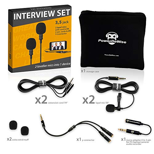 Professional Grade 2 Lavalier ClipOn Microphones Set for Dual