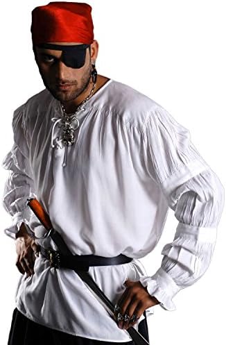 Pirate Gothic Renaissance Medieval Costume Shirt (XX-Large, White)