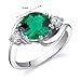 PEORA Simulated Emerald Ring in Sterling Silver, Round Shape, 8mm, 1.75 Carats total, Size 8, Promise, Engagement, Statement Ring, May Birthstone, Gifts for Birthday, Anniversary, Wedding