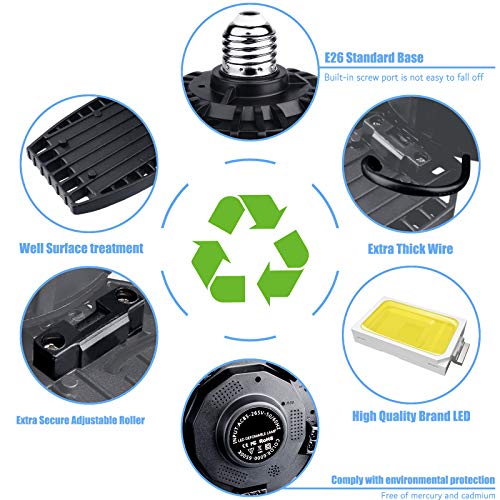 LED Garage Light, Truly 100W LED Garage Lights with 5 Ajustable Panels, 10000LM Deformable Garage LED Light, LED Shop Light for Garage Barn and Shop