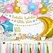 Twinkle Twinkle Little Star Party Decor Gender Reveal Birthday Party Decorations Pinkk Blue Gold Star Banner Cake Topper Balloons Moon and Star Boy or Girl He or She Baby Shower Supplies