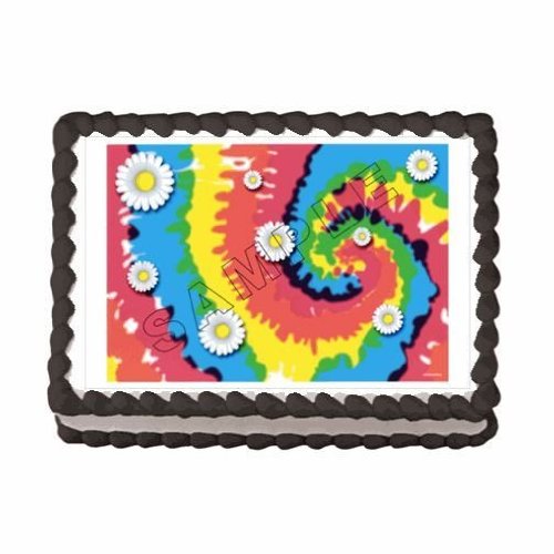 Amazon Com 3 Round Tie Dye Background Birthday Edible Cake